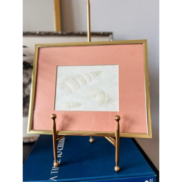 Framed Riviera Originals “Wentletrap” Embossed‎ Shell Print | Vintage Coastal - Picture 1 of 6